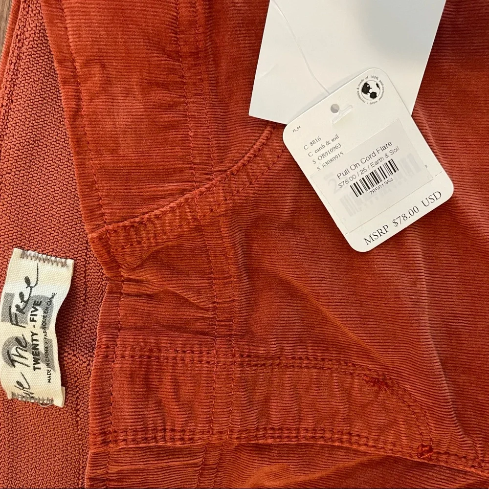 Free People Rust Orange Corduroy Bootcut Pants - Picture 2 of 2